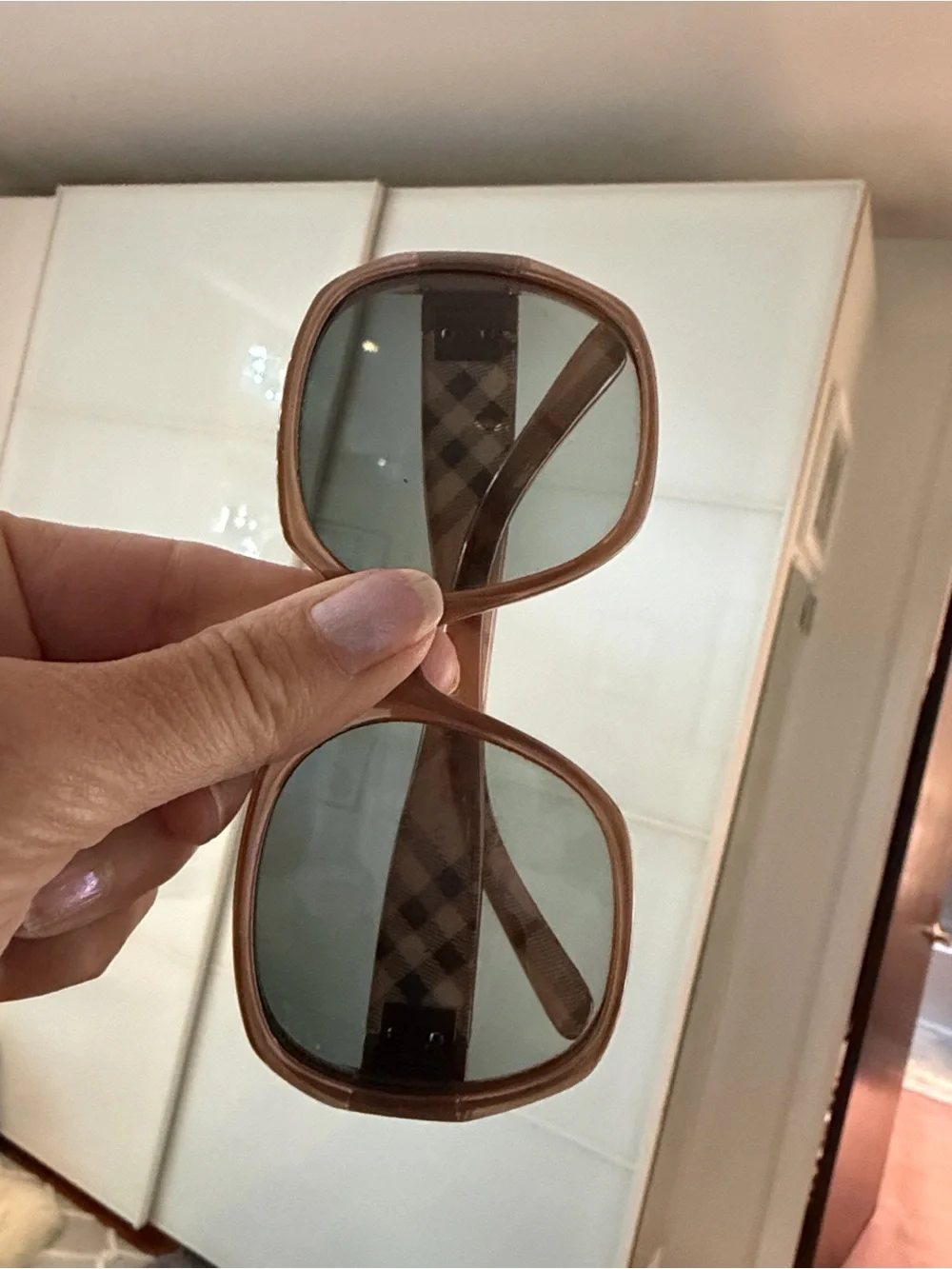 Burberry Taupe Plaid Frame Sunglasses with Dark Lenses 4086 Nova Check